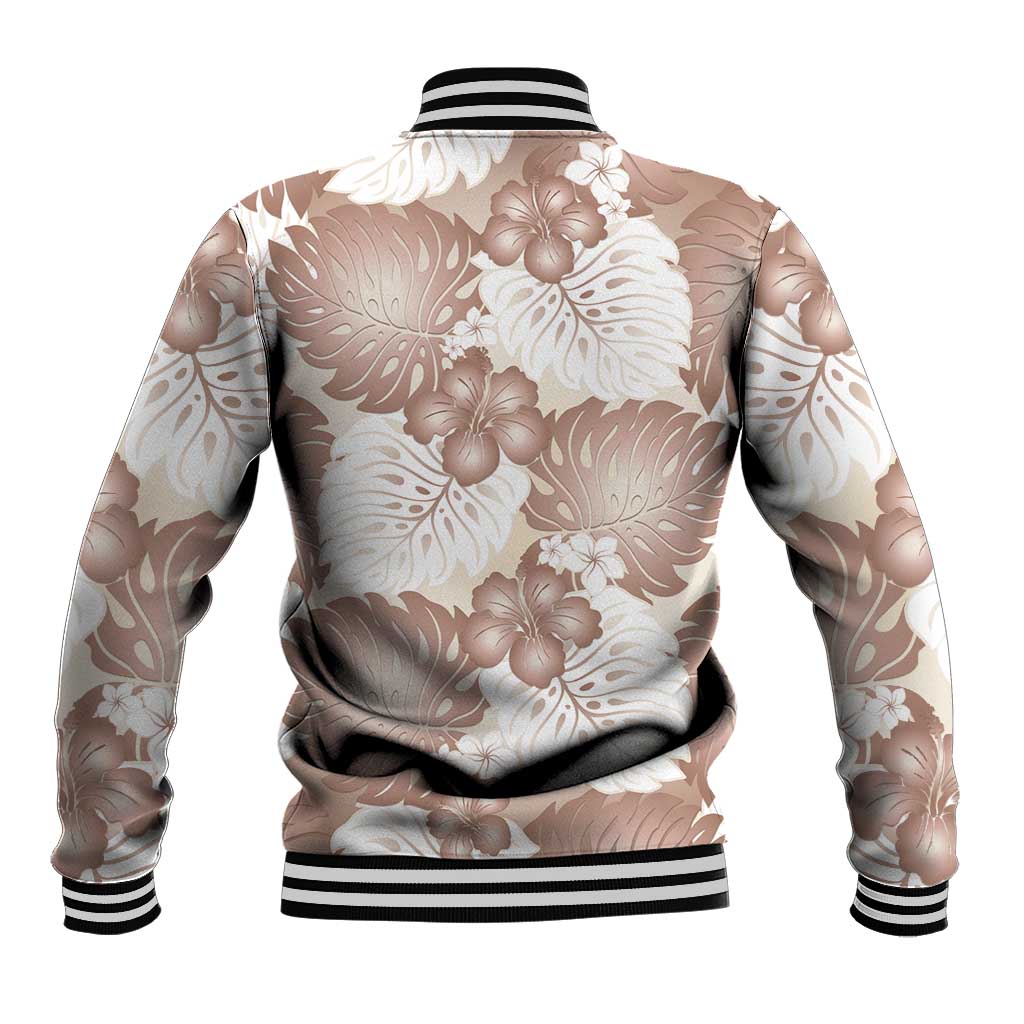 Mocha Mousse Aloha Hawaii Baseball Jacket Monstera Hibiscus Plumeria Seamless Vibes LT14 - Polynesian Pride