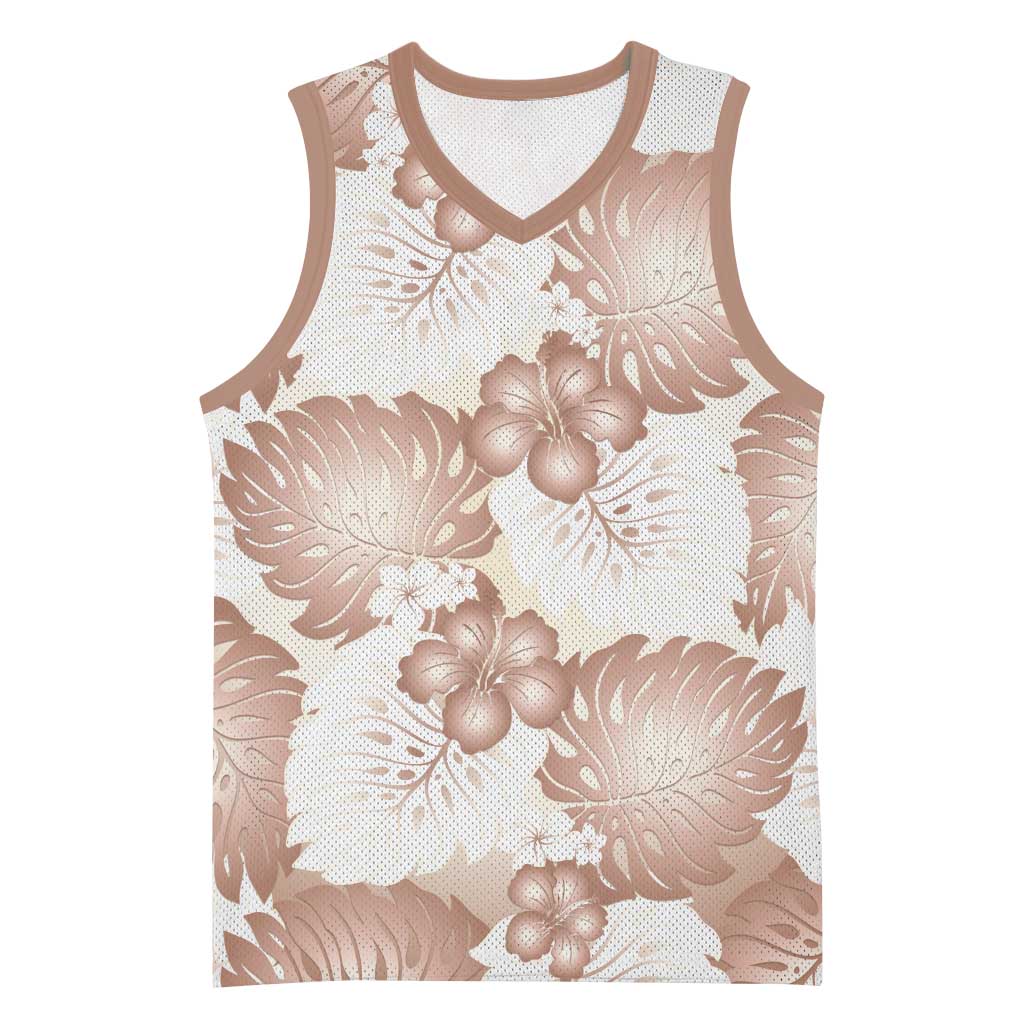 Mocha Mousse Aloha Hawaii Basketball Jersey Monstera Hibiscus Plumeria Seamless Vibes LT14 Unisex Mocha Mousse - Polynesian Pride