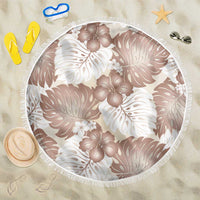 Mocha Mousse Aloha Hawaii Beach Blanket Monstera Hibiscus Plumeria Seamless Vibes - Polynesian Pride