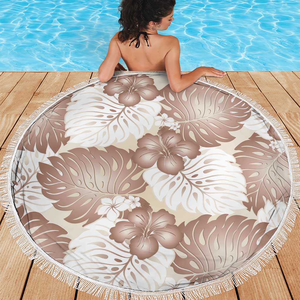 Mocha Mousse Aloha Hawaii Beach Blanket Monstera Hibiscus Plumeria Seamless Vibes - Polynesian Pride