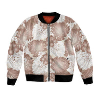 Mocha Mousse Aloha Hawaii Bomber Jacket Monstera Hibiscus Plumeria Seamless Vibes LT14 Unisex Mocha Mousse - Polynesian Pride