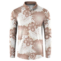 Mocha Mousse Aloha Hawaii Button Sweatshirt Monstera Hibiscus Plumeria Seamless Vibes - Polynesian Pride