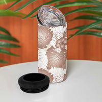 Mocha Mousse Aloha Hawaii 4 in 1 Can Cooler Tumbler Monstera Hibiscus Plumeria Seamless Vibes - Polynesian Pride