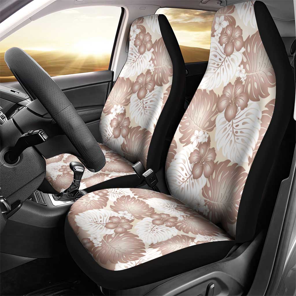 Mocha Mousse Aloha Hawaii Car Seat Cover Monstera Hibiscus Plumeria Seamless Vibes - Polynesian Pride