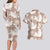 Mocha Mousse Aloha Hawaii Couples Matching Long Sleeve Bodycon Dress and Hawaiian Shirt Monstera Hibiscus Plumeria Seamless Vibes - Polynesian Pride