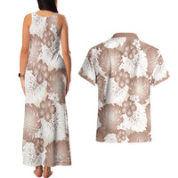 Mocha Mousse Aloha Hawaii Couples Matching Tank Maxi Dress and Hawaiian Shirt Monstera Hibiscus Plumeria Seamless Vibes - Polynesian Pride
