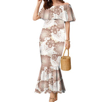 Mocha Mousse Aloha Hawaii Family Matching Mermaid Dress and Hawaiian Shirt Monstera Hibiscus Plumeria Seamless Vibes - Polynesian Pride