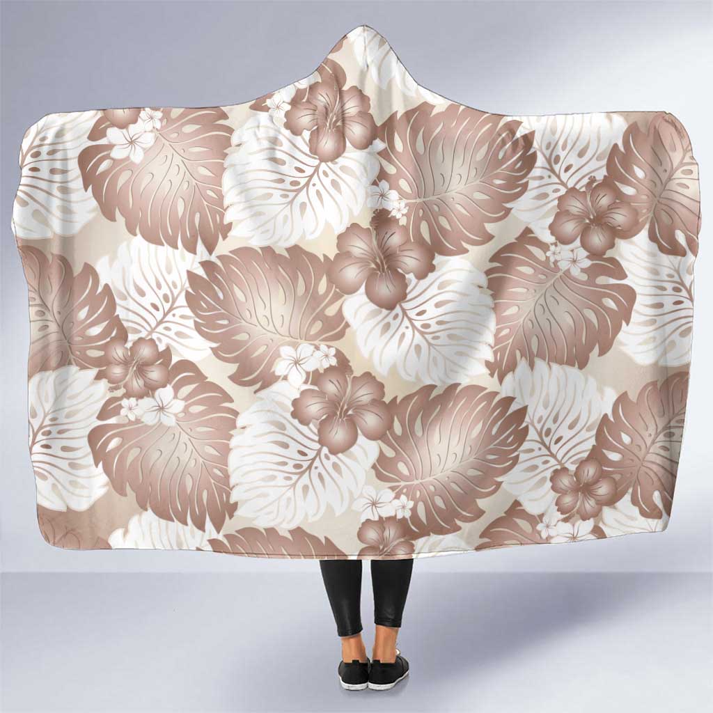 Mocha Mousse Aloha Hawaii Hooded Blanket Monstera Hibiscus Plumeria Seamless Vibes LT14 One Size Mocha Mousse - Polynesian Pride