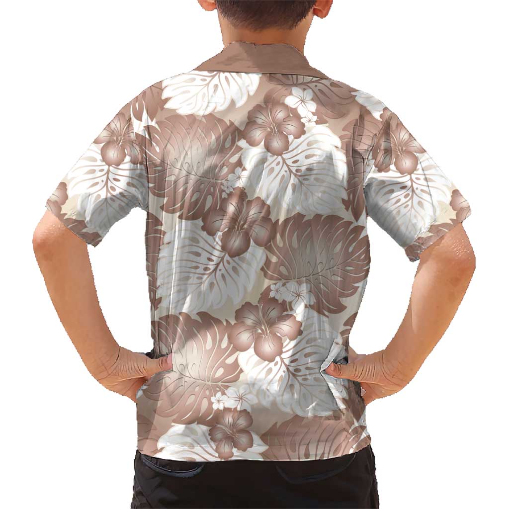 Mocha Mousse Aloha Hawaii Kid Hawaiian Shirt Monstera Hibiscus Plumeria Seamless Vibes LT14 - Polynesian Pride