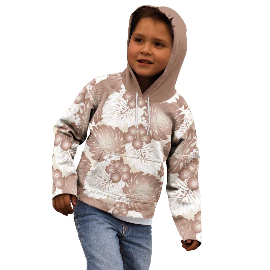 Mocha Mousse Aloha Hawaii Kid Hoodie Monstera Hibiscus Plumeria Seamless Vibes - Polynesian Pride