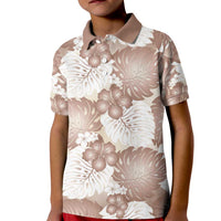 Mocha Mousse Aloha Hawaii Kid Polo Shirt Monstera Hibiscus Plumeria Seamless Vibes LT14 Kid Mocha Mousse - Polynesian Pride