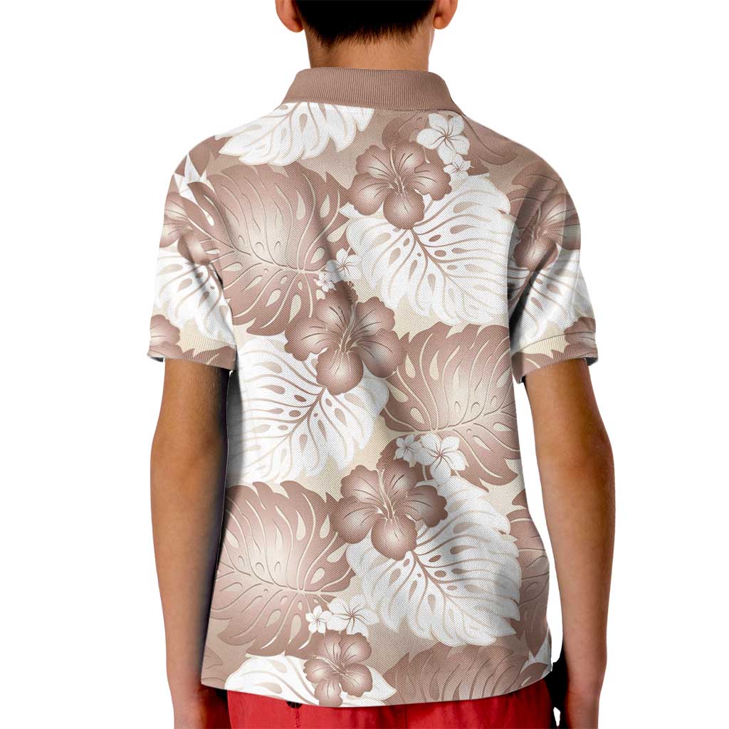 Mocha Mousse Aloha Hawaii Kid Polo Shirt Monstera Hibiscus Plumeria Seamless Vibes LT14 - Polynesian Pride