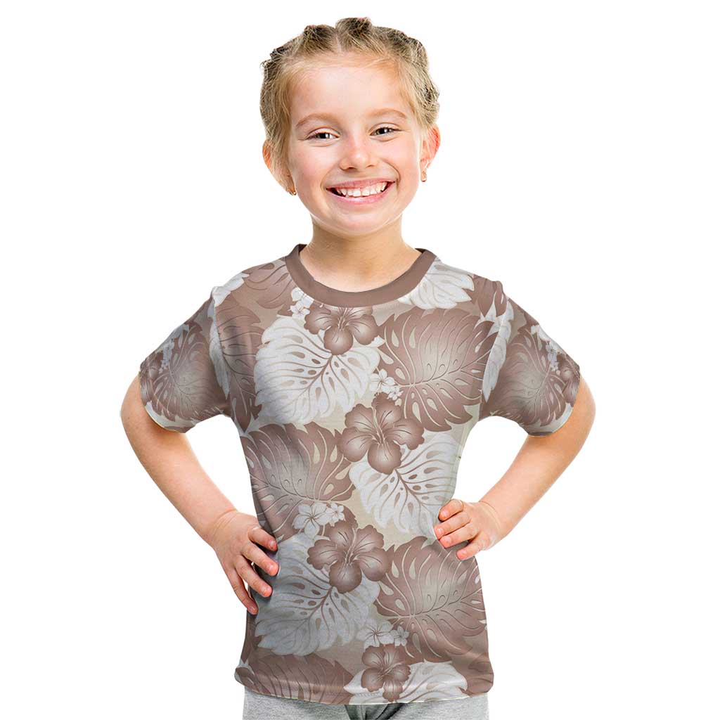 Mocha Mousse Aloha Hawaii Kid T Shirt Monstera Hibiscus Plumeria Seamless Vibes LT14 Mocha Mousse - Polynesian Pride