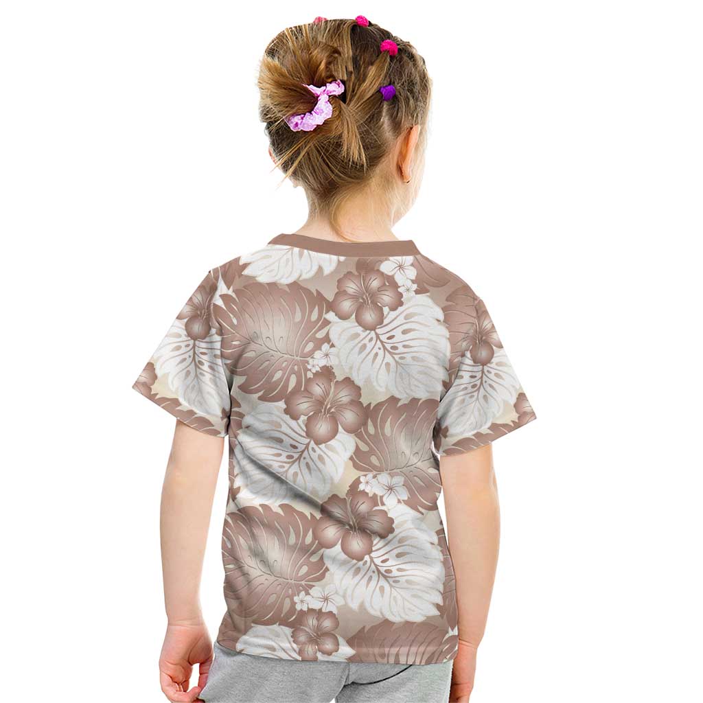 Mocha Mousse Aloha Hawaii Kid T Shirt Monstera Hibiscus Plumeria Seamless Vibes LT14 - Polynesian Pride