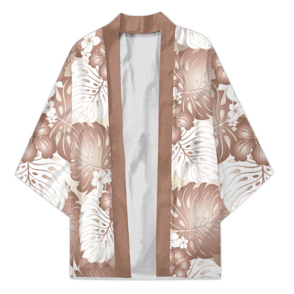 Mocha Mousse Aloha Hawaii Kimono Monstera Hibiscus Plumeria Seamless Vibes - Polynesian Pride