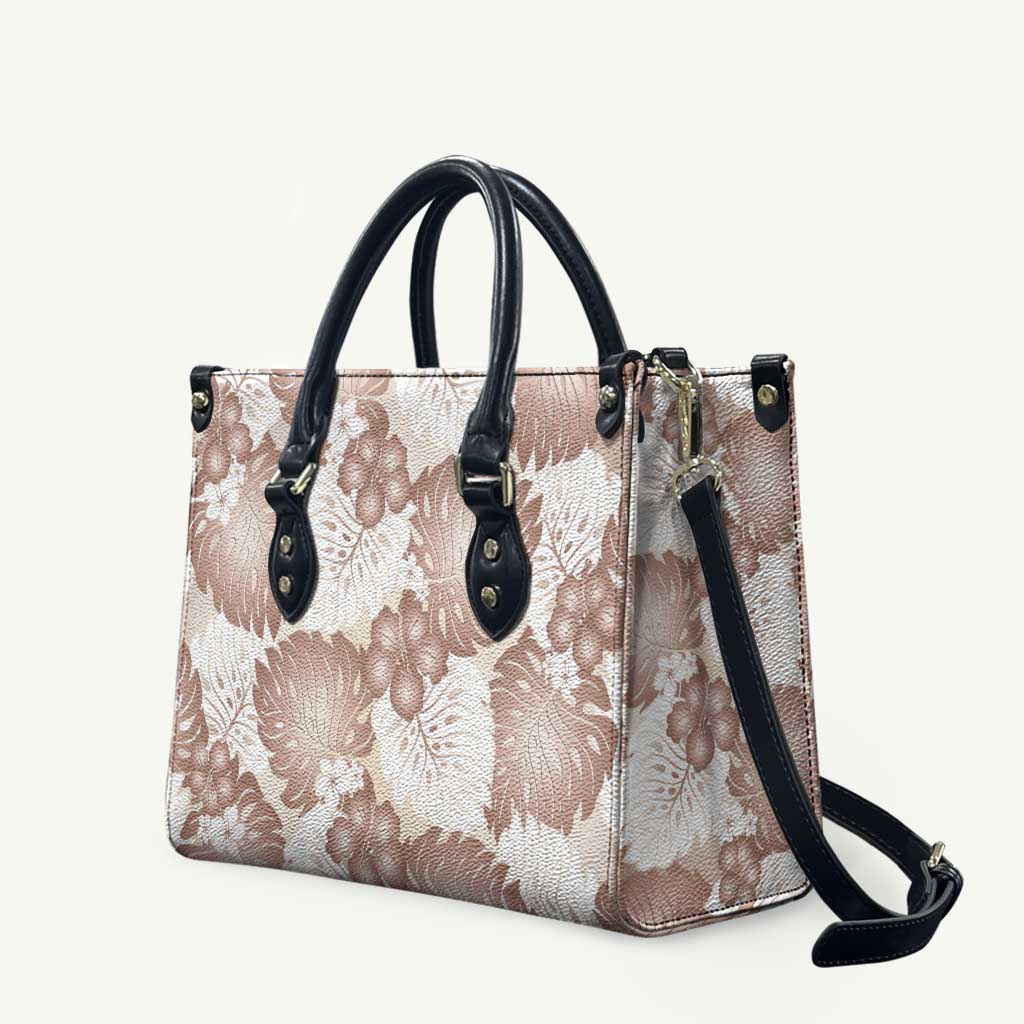 Mocha Mousse Aloha Hawaii Leather Bag Monstera Hibiscus Plumeria Seamless Vibes - Polynesian Pride
