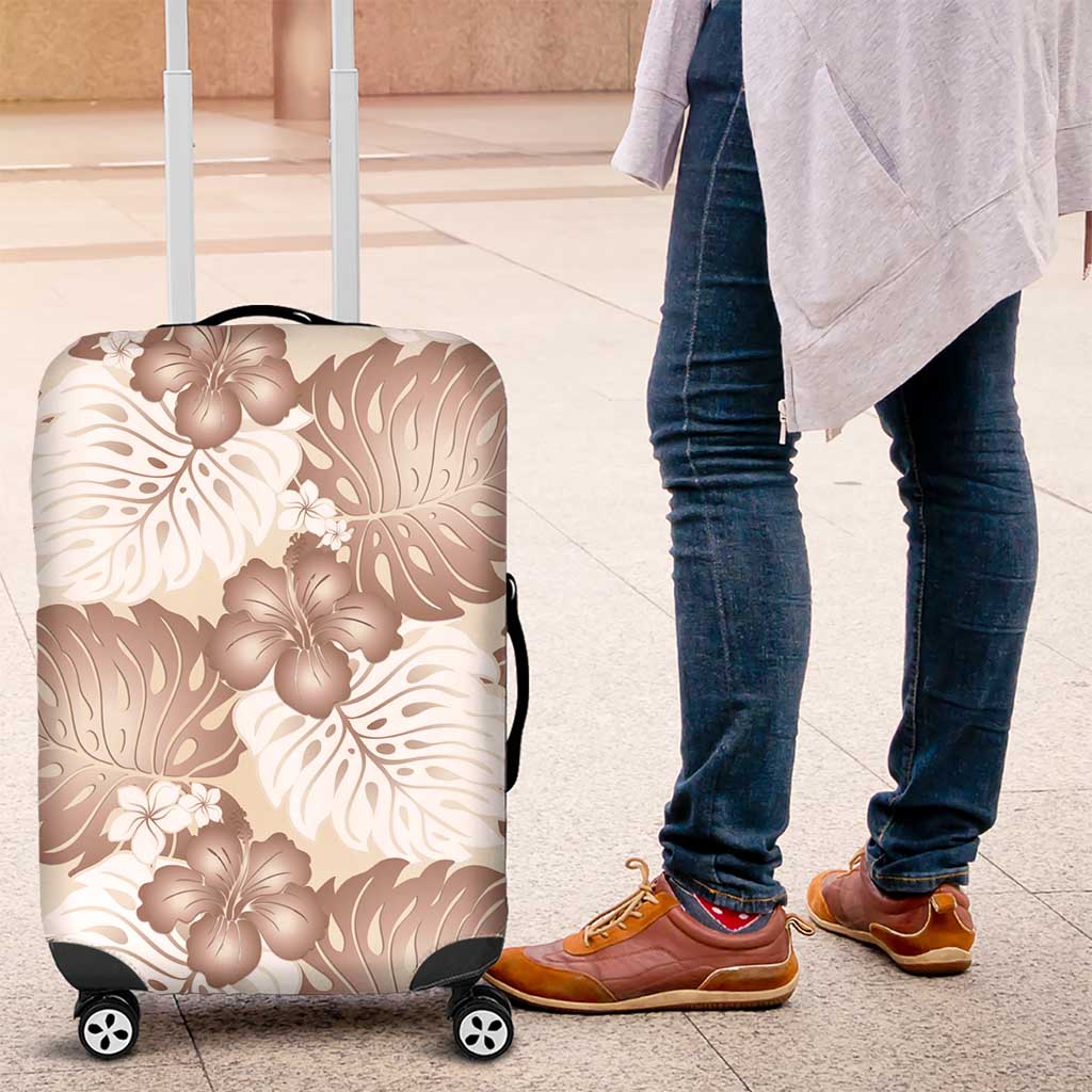 Mocha Mousse Aloha Hawaii Luggage Cover Monstera Hibiscus Plumeria Seamless Vibes - Polynesian Pride