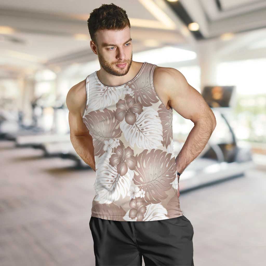 Mocha Mousse Aloha Hawaii Men Tank Top Monstera Hibiscus Plumeria Seamless Vibes LT14 Mocha Mousse - Polynesian Pride