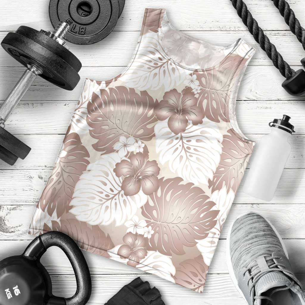 Mocha Mousse Aloha Hawaii Men Tank Top Monstera Hibiscus Plumeria Seamless Vibes LT14 - Polynesian Pride