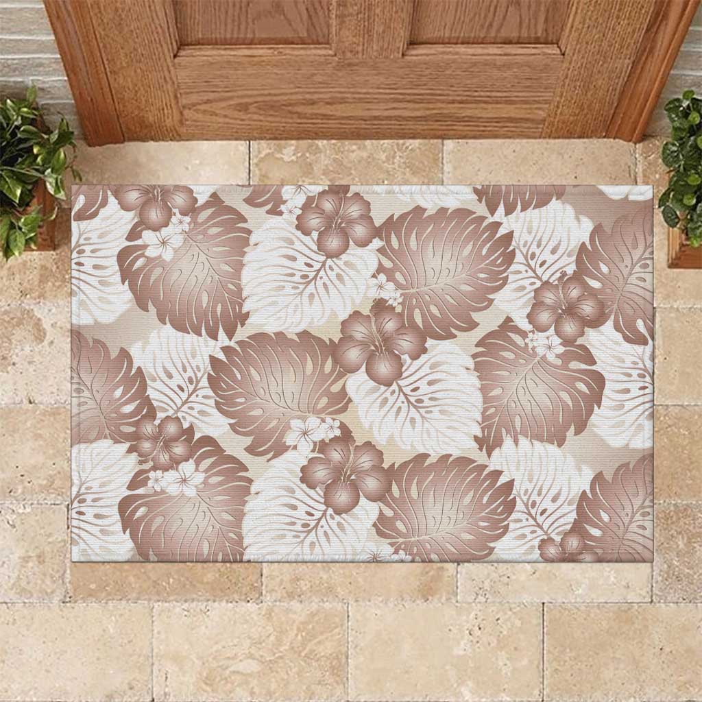 Mocha Mousse Aloha Hawaii Rubber Doormat Monstera Hibiscus Plumeria Seamless Vibes LT14 Mocha Mousse - Polynesian Pride
