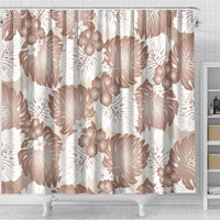 Mocha Mousse Aloha Hawaii Shower Curtain Monstera Hibiscus Plumeria Seamless Vibes - Polynesian Pride