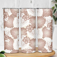Mocha Mousse Aloha Hawaii Skinny Tumbler Monstera Hibiscus Plumeria Seamless Vibes - Polynesian Pride