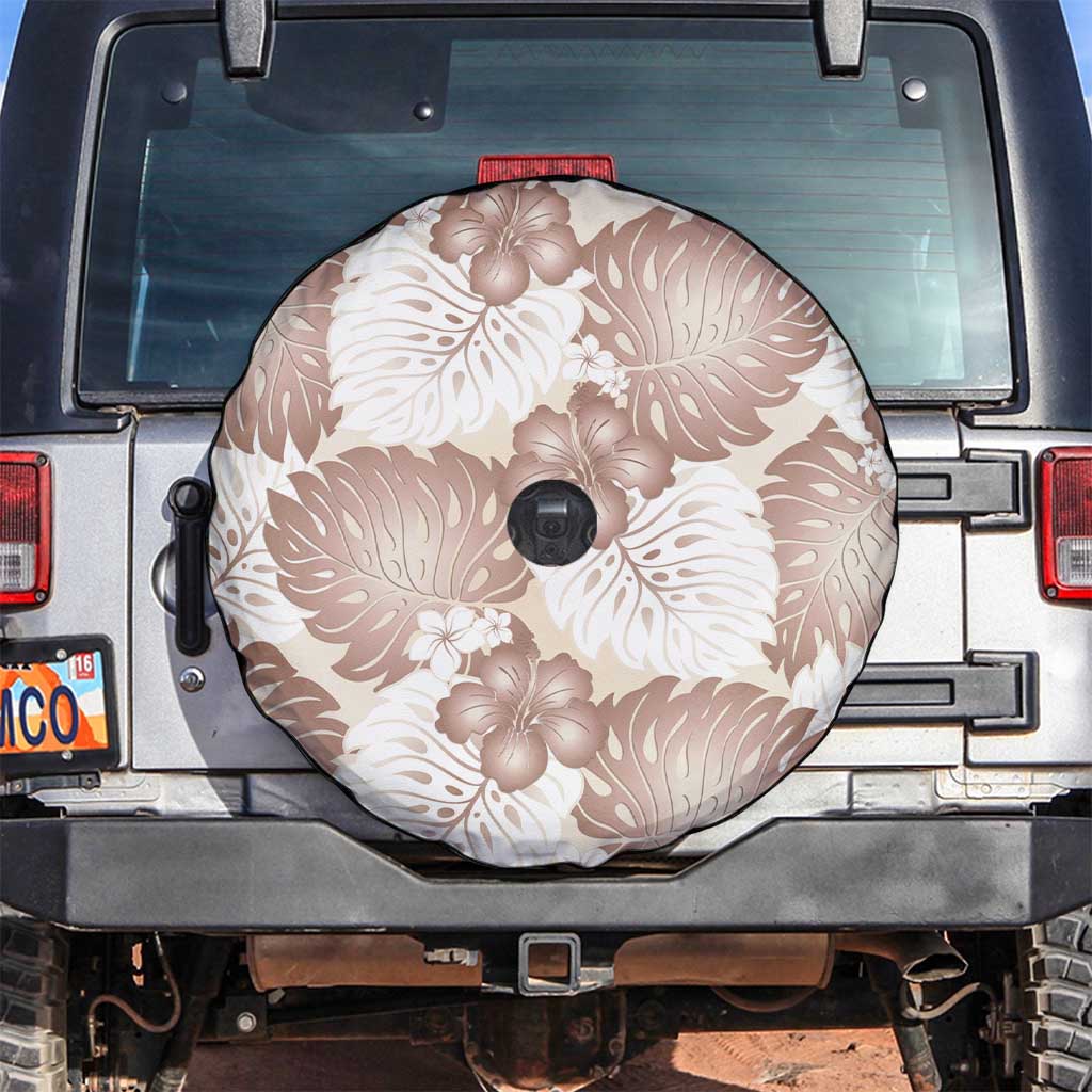 Mocha Mousse Aloha Hawaii Spare Tire Cover Monstera Hibiscus Plumeria Seamless Vibes - Polynesian Pride