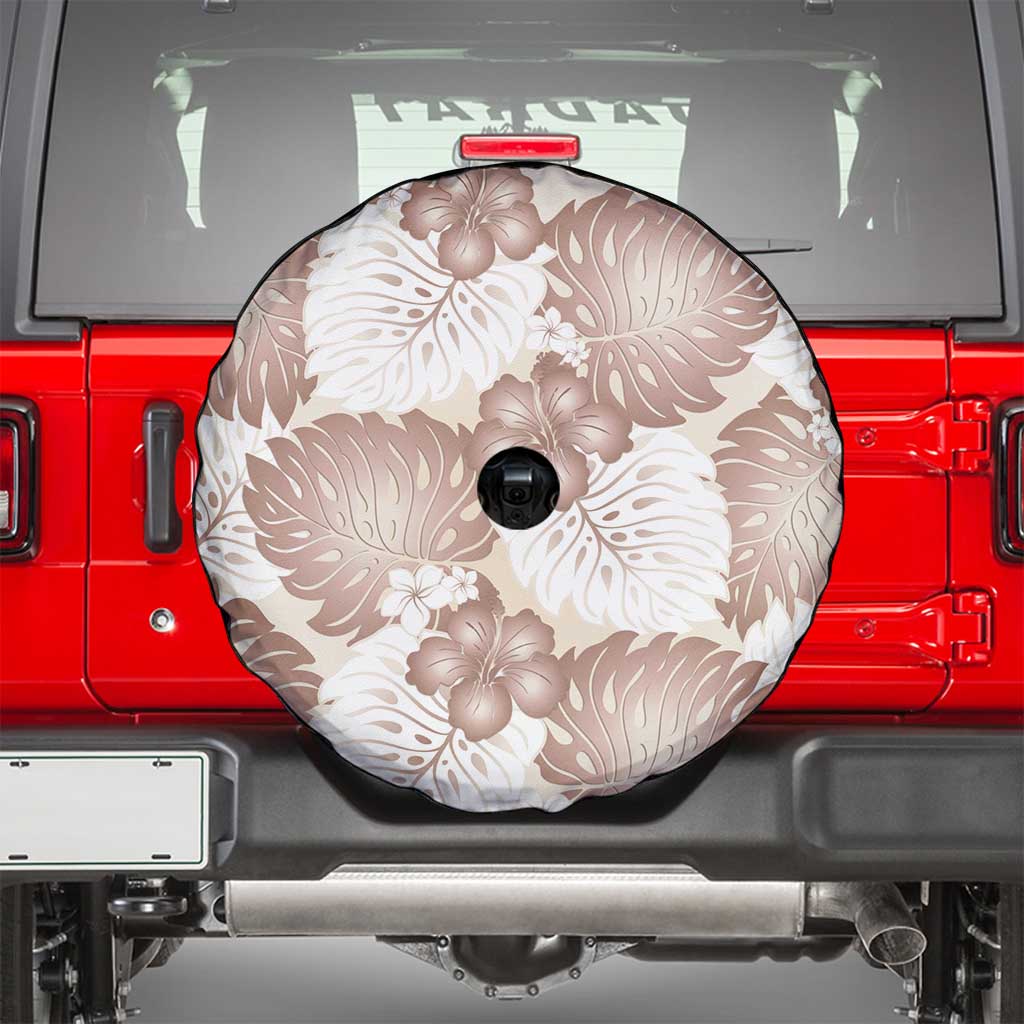 Mocha Mousse Aloha Hawaii Spare Tire Cover Monstera Hibiscus Plumeria Seamless Vibes - Polynesian Pride
