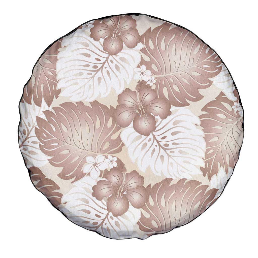 Mocha Mousse Aloha Hawaii Spare Tire Cover Monstera Hibiscus Plumeria Seamless Vibes - Polynesian Pride