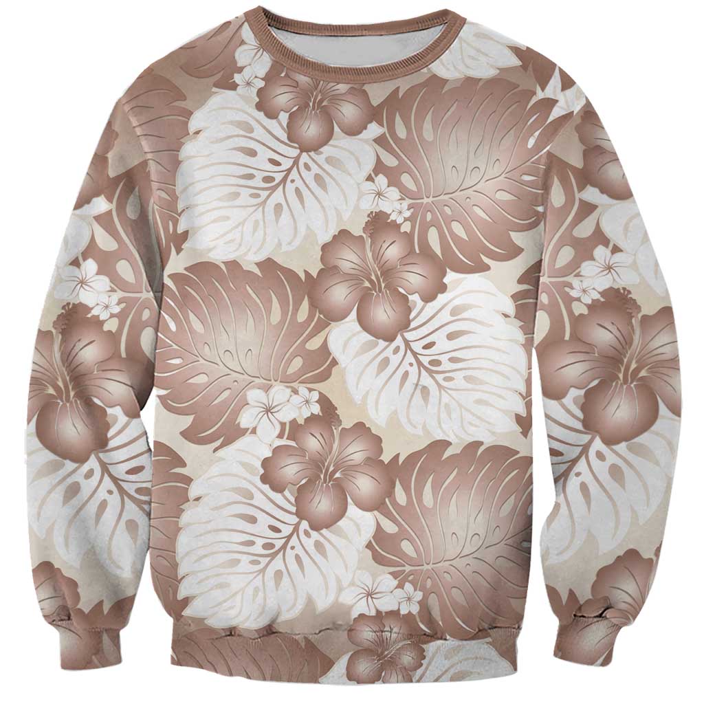 Mocha Mousse Aloha Hawaii Sweatshirt Monstera Hibiscus Plumeria Seamless Vibes LT14 Unisex Mocha Mousse - Polynesian Pride