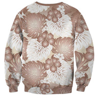 Mocha Mousse Aloha Hawaii Sweatshirt Monstera Hibiscus Plumeria Seamless Vibes - Polynesian Pride