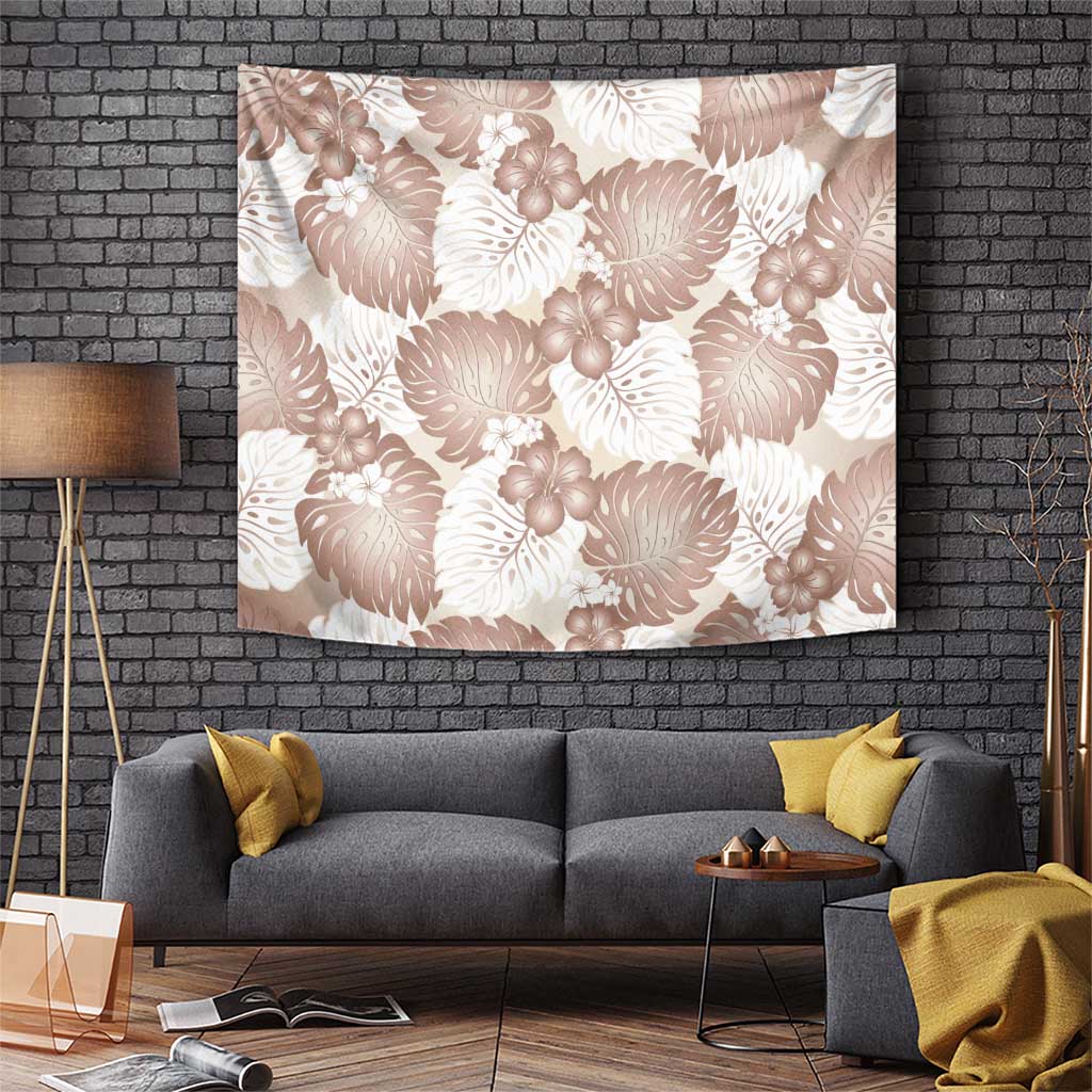Mocha Mousse Aloha Hawaii Tapestry Monstera Hibiscus Plumeria Seamless Vibes LT14 Mocha Mousse - Polynesian Pride