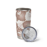 Mocha Mousse Aloha Hawaii Tumbler Cup Monstera Hibiscus Plumeria Seamless Vibes - Polynesian Pride
