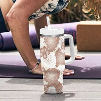 Mocha Mousse Aloha Hawaii Tumbler With Handle Monstera Hibiscus Plumeria Seamless Vibes - Polynesian Pride