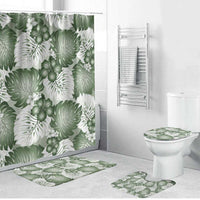 Sage Green Aloha Hawaii Bathroom Set Monstera Hibiscus Plumeria Seamless Vibes - Polynesian Pride