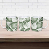 Sage Green Aloha Hawaii Ceramic Mug Monstera Hibiscus Plumeria Seamless Vibes - Polynesian Pride