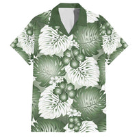 Sage Green Aloha Hawaii Family Matching Long Sleeve Bodycon Dress and Hawaiian Shirt Monstera Hibiscus Plumeria Seamless Vibes - Polynesian Pride
