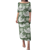 Sage Green Aloha Hawaii Family Matching Puletasi and Hawaiian Shirt Monstera Hibiscus Plumeria Seamless Vibes - Polynesian Pride