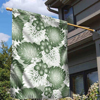 Sage Green Aloha Hawaii Garden Flag Monstera Hibiscus Plumeria Seamless Vibes - Polynesian Pride