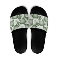 Sage Green Aloha Hawaii Slide Sandals Monstera Hibiscus Plumeria Seamless Vibes - Polynesian Pride