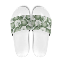 Sage Green Aloha Hawaii Slide Sandals Monstera Hibiscus Plumeria Seamless Vibes - Polynesian Pride
