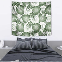 Sage Green Aloha Hawaii Tapestry Monstera Hibiscus Plumeria Seamless Vibes - Polynesian Pride