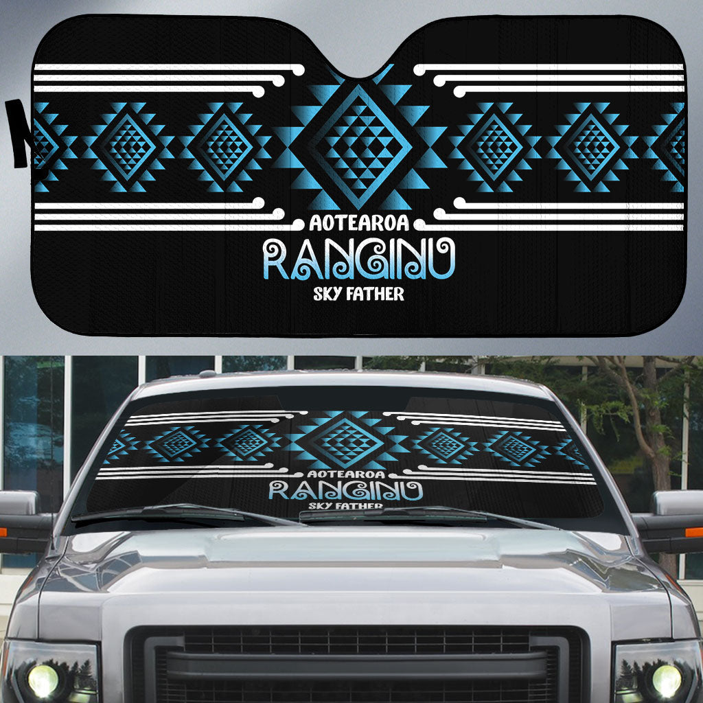 Aotearoa Atua Ranginui Auto Sun Shade Maori Sky Father Taniko Motifs