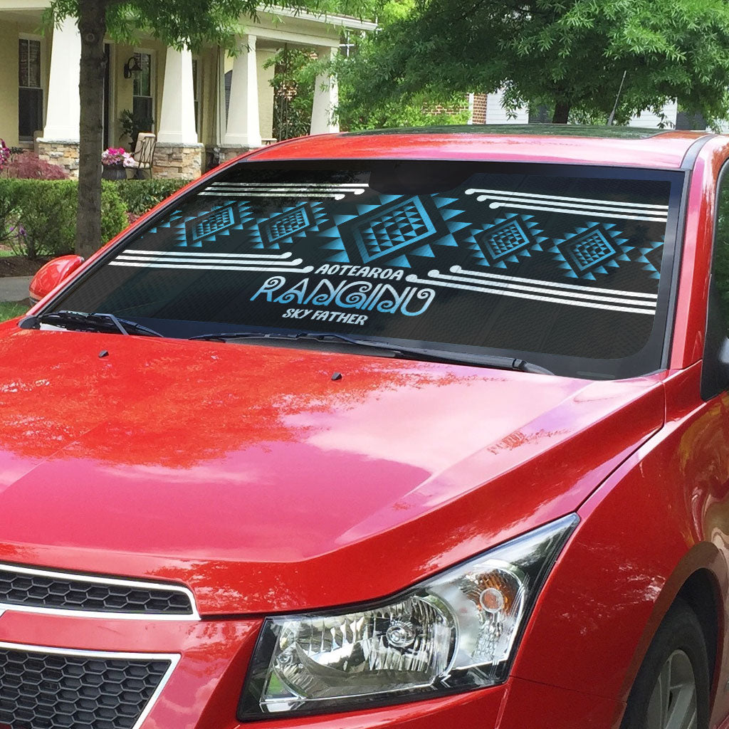 Aotearoa Atua Ranginui Auto Sun Shade Maori Sky Father Taniko Motifs