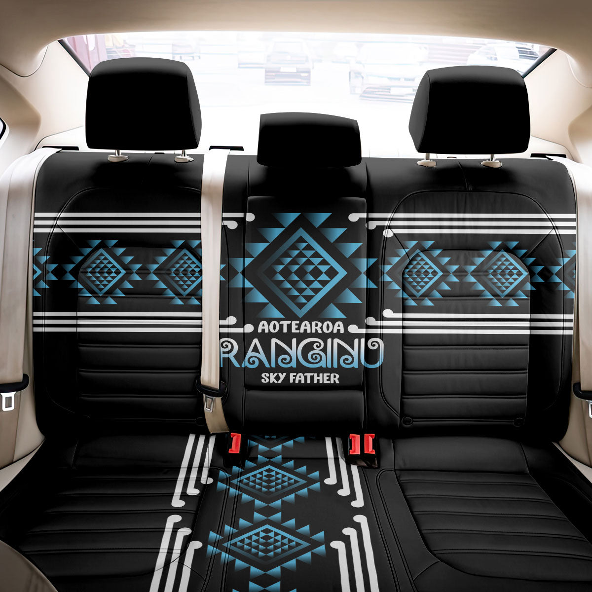 Aotearoa Atua Ranginui Back Car Seat Cover Maori Sky Father Taniko Motifs