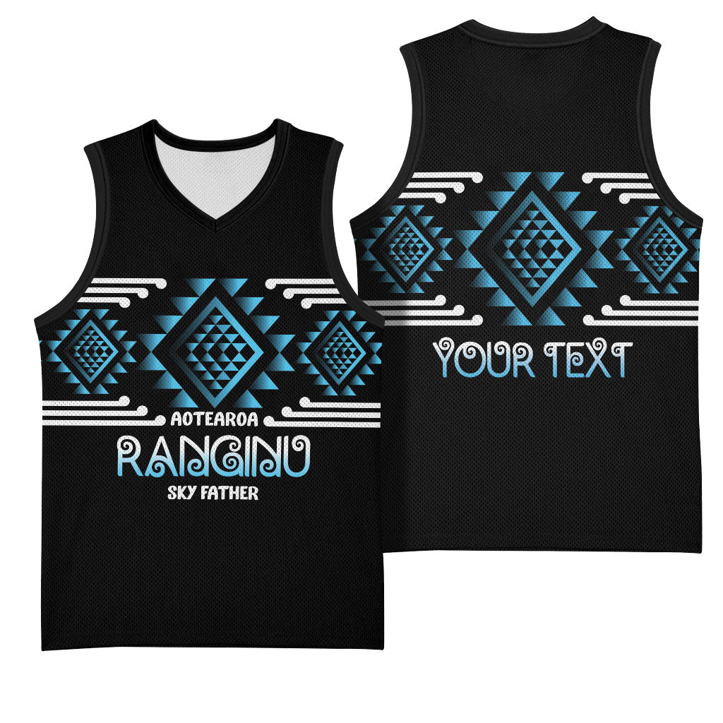 Aotearoa Atua Ranginui Personalised Basketball Jersey Maori Sky Father Taniko Motifs