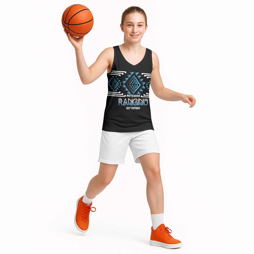 Aotearoa Atua Ranginui Personalised Basketball Jersey Maori Sky Father Taniko Motifs