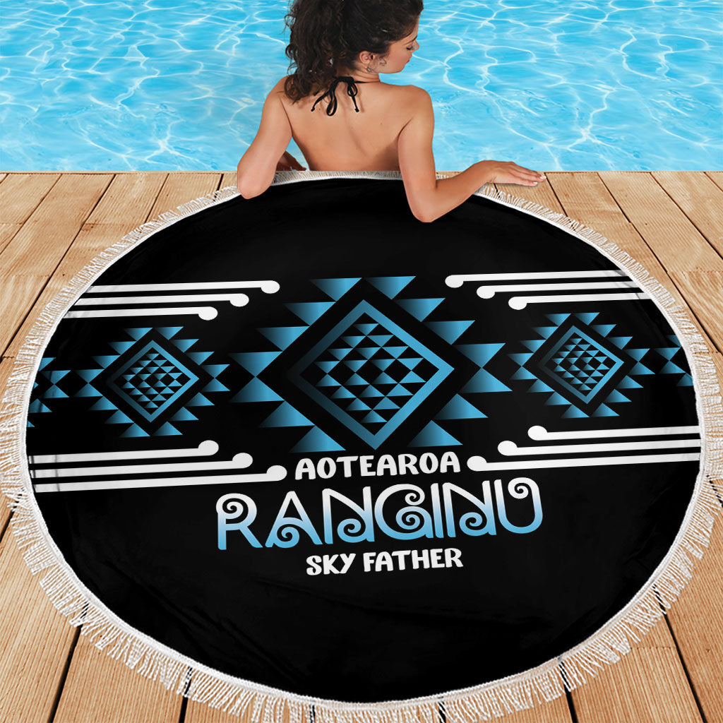 Aotearoa Atua Ranginui Beach Blanket Maori Sky Father Taniko Motifs