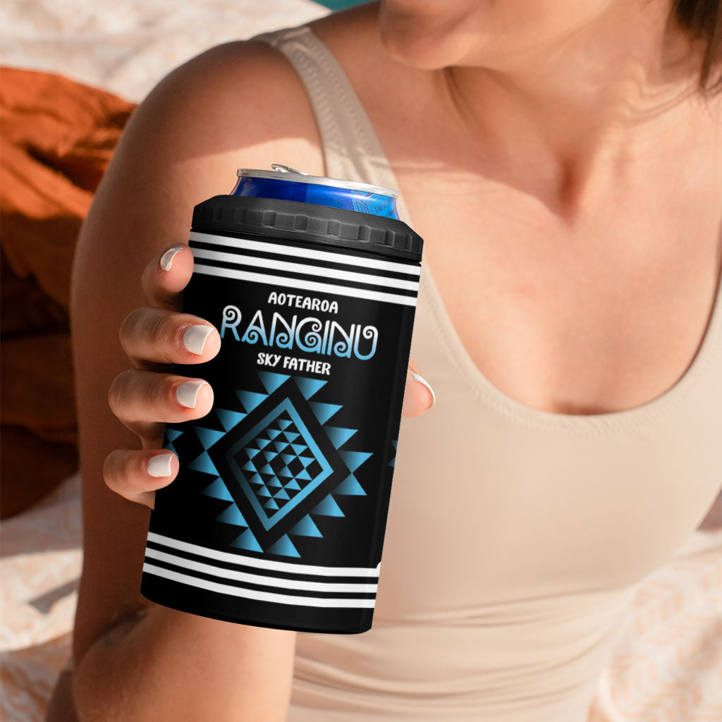 Aotearoa Atua Ranginui Personalised 4 in 1 Can Cooler Tumbler Maori Sky Father Taniko Motifs
