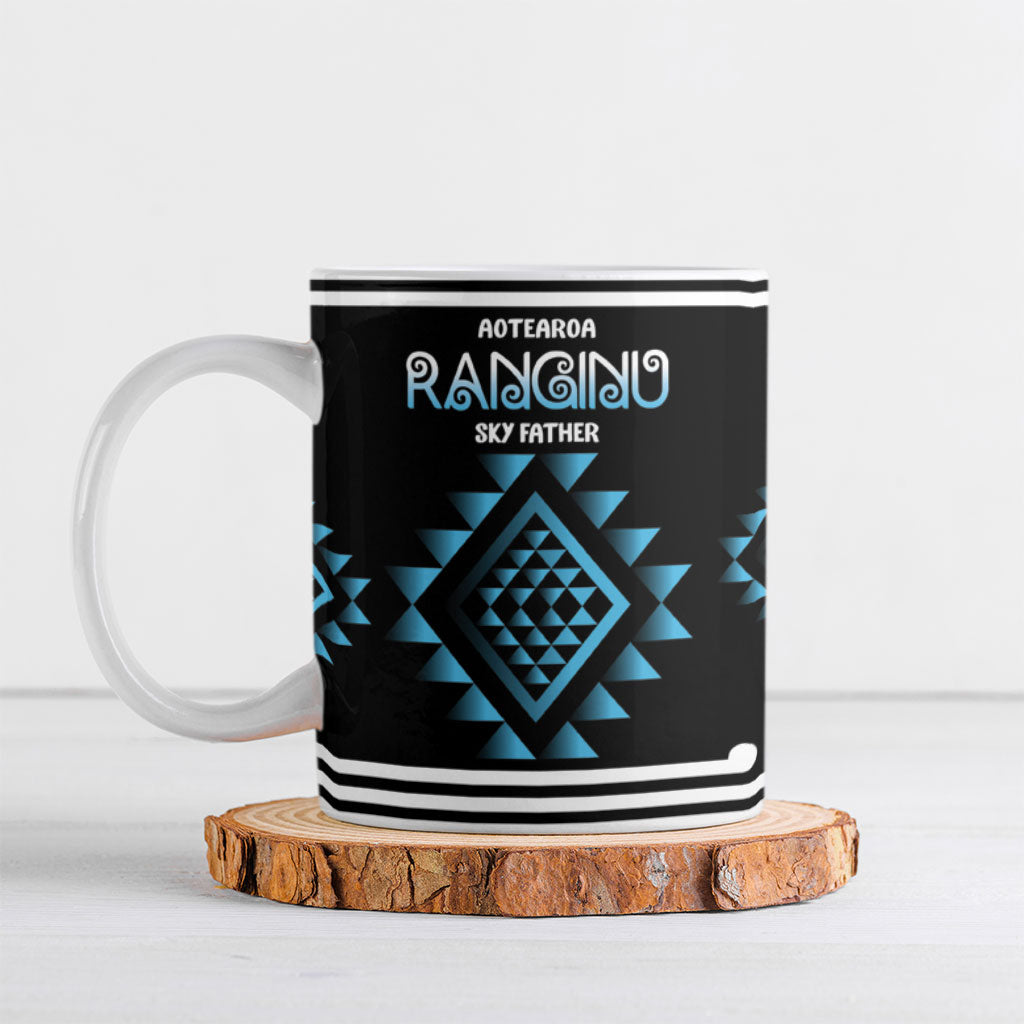 Aotearoa Atua Ranginui Personalised Ceramic Mug Maori Sky Father Taniko Motifs